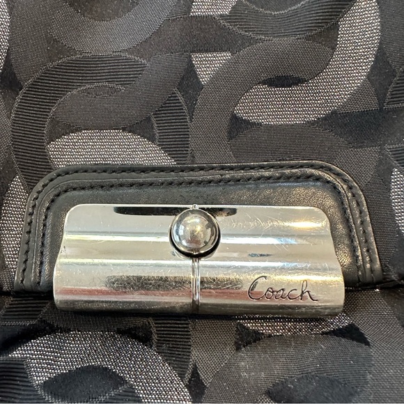 Coach Kristin Hobo Bag black jacquard fabric silver, charcoal signature pattern - Picture 2 of 12
